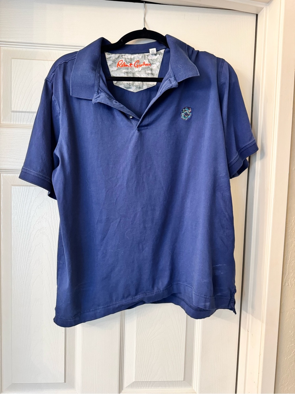 Robert Graham Navy Polo with Orange Signature Embroidery